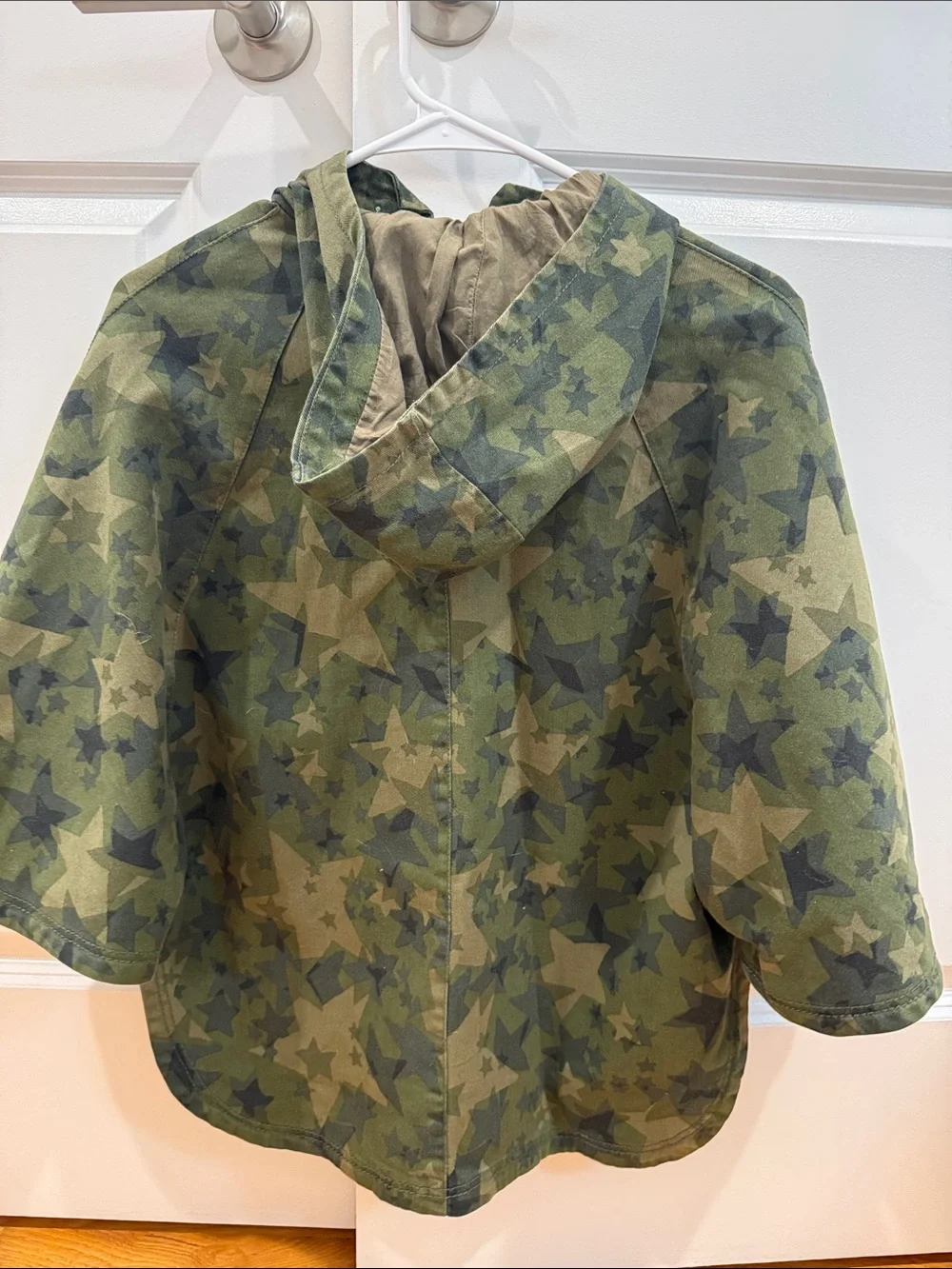Zara Girls' Star-Print Hooded Jacket - Olive Green